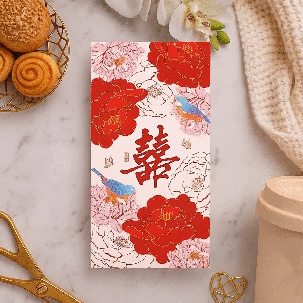 6pcs Wedding Supplies Joy Pattern Wedding Red Envelope Blessing Chinese Style Money Bag Traditional Hongbao Wedding Celebration
