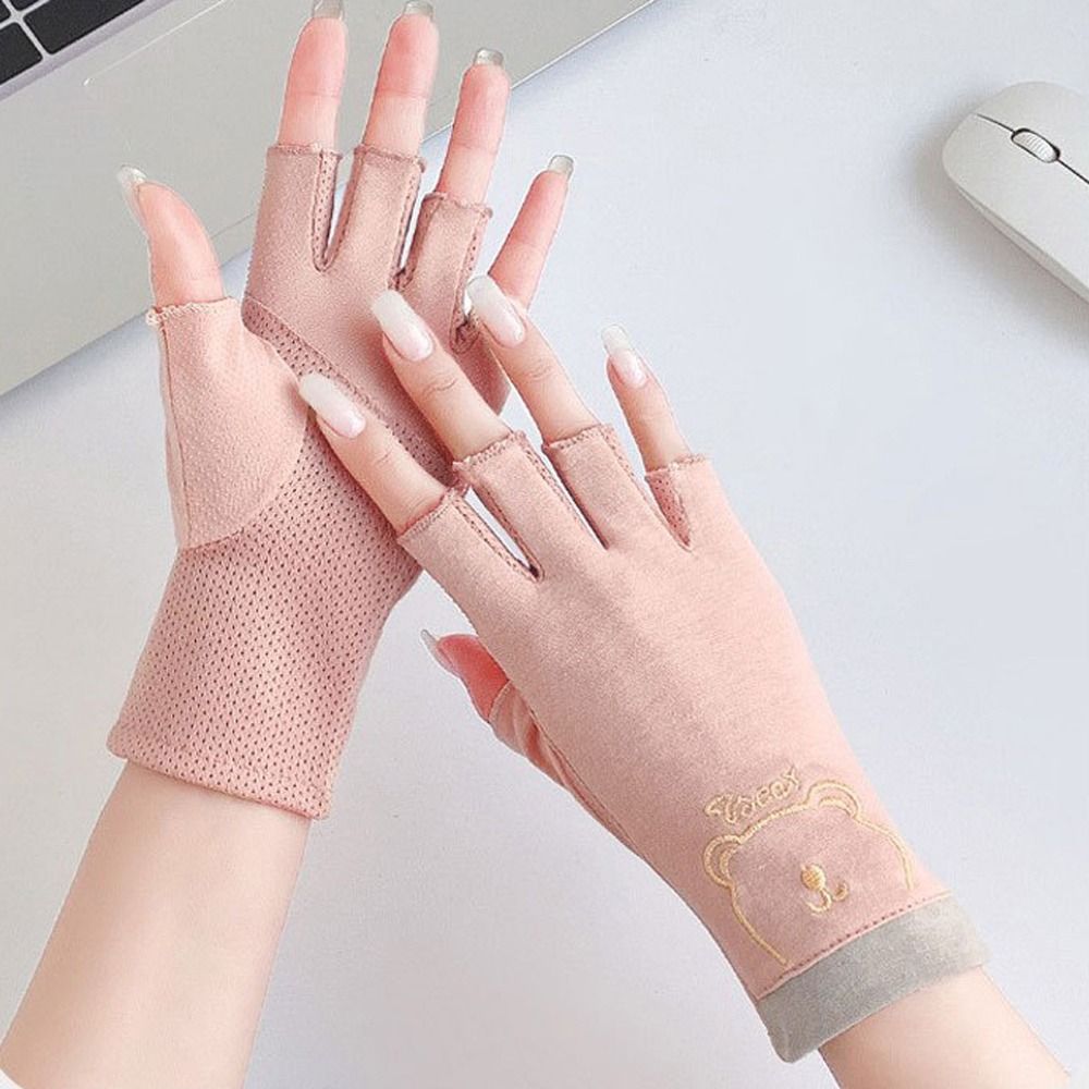 New Pure UV Protection Stretch Sun Protection Gloves Women's Thin Summer Non-slip Touch Screen Short Cotton Glove