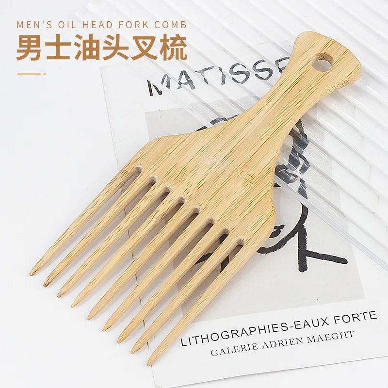 Wenefang Fashion 1Pcs Natural Bamboo Wooden Hair Comb Anti-Static Afro Fork Combs For Women Round Wide Tooth Wood Comb Hair Brush women