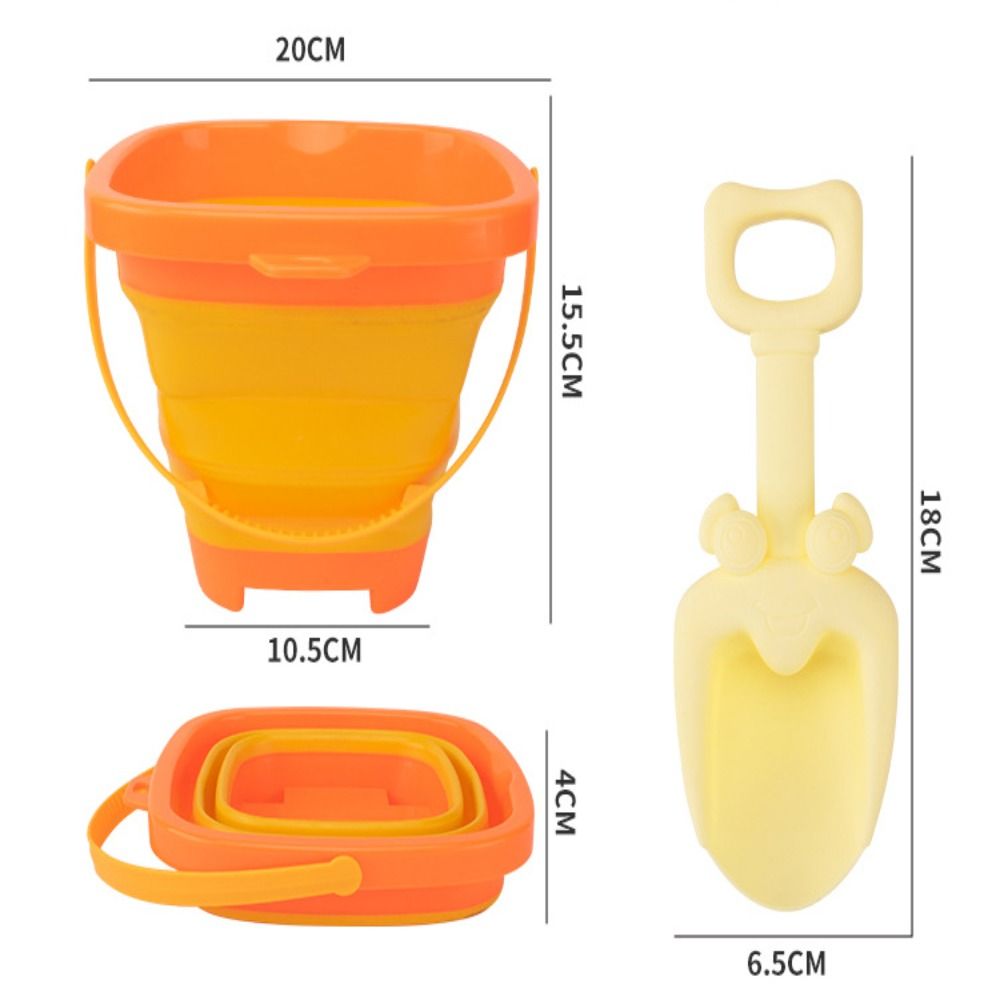 4pcs/Set Digging Sand Kit With Bucket Folding Bucket Beach Toys Interactive Parent-Child Beach Shovel Bucket Set Plastic Cartoon Summer Beach Toys Children Kids