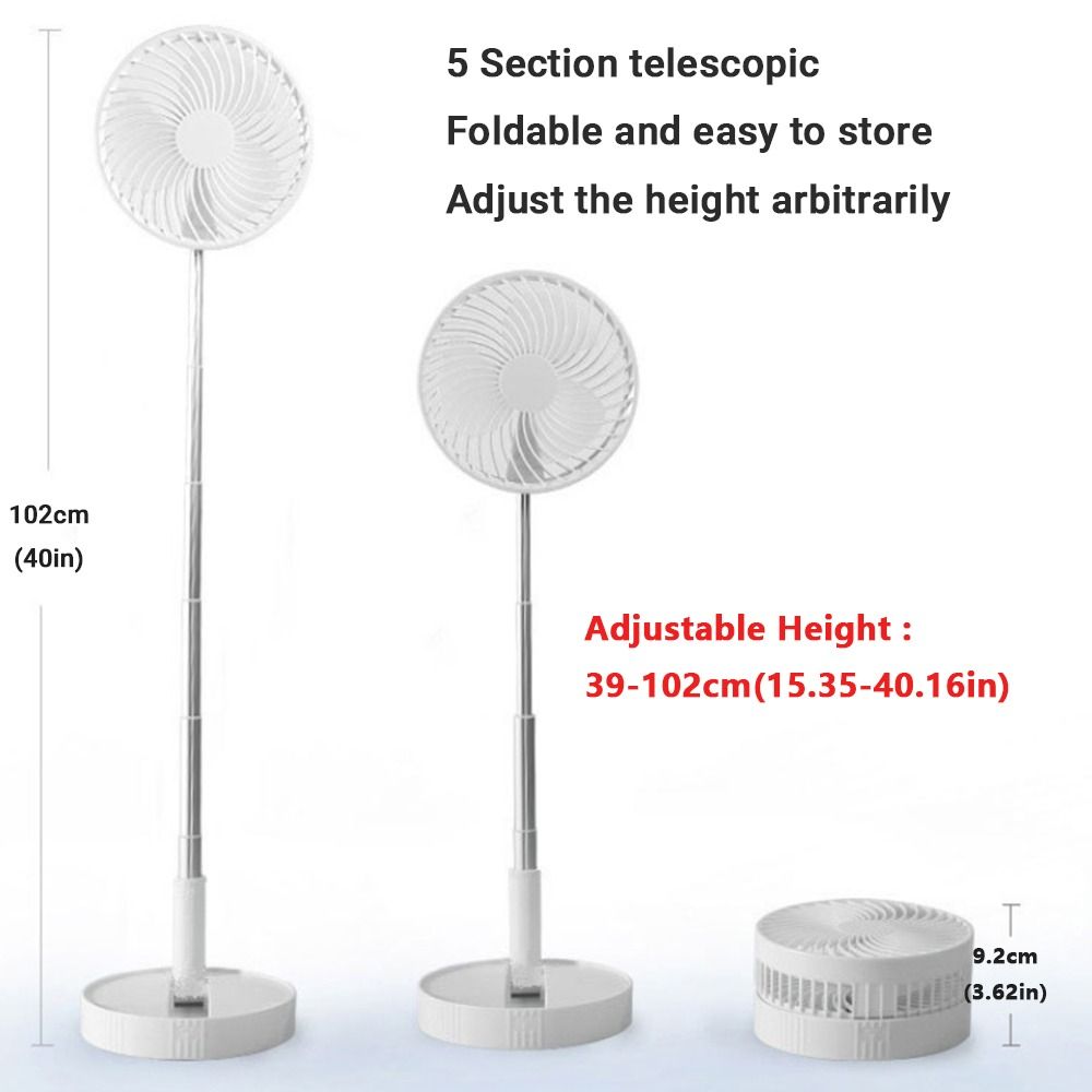 Energy Saving 24H Long Battery Life Telescopic Electric Fan 1m Rotatable Desktop Electric Fan 4 Speed Adjustable Rechargeable Foldable Floor Fan Summer