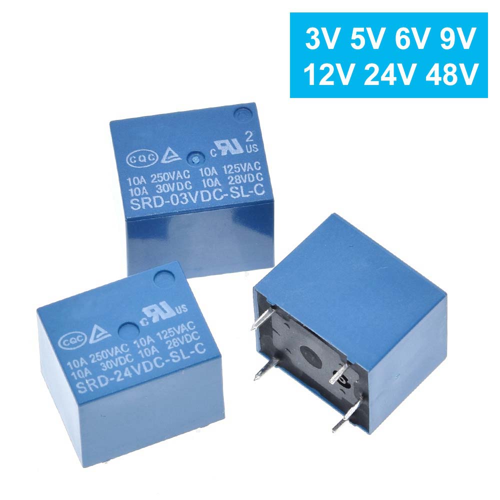 Relay SRD-05VDC-SL-C SRD-03 05 06 09 12 24 12VDC-SL-C 5PINS 3V 5V 9V 6V 24V 12V High-quality 10A 250VAC 5PIN
