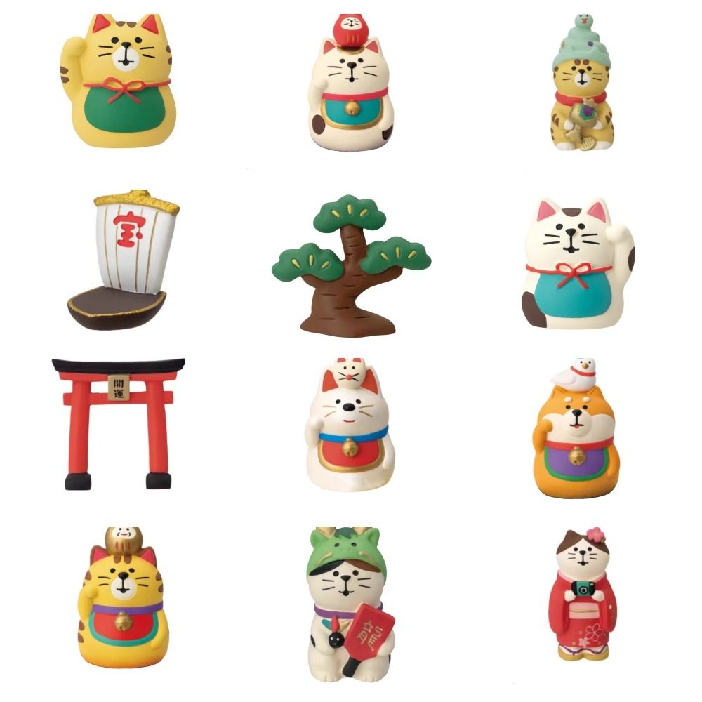 Cute Japanese Style ZAKKA Cat Figurines Resin DIY Craft New Year Desktop Ornament Handmade Micro Landscape Miniature Mini Animal Figurines Home Decor