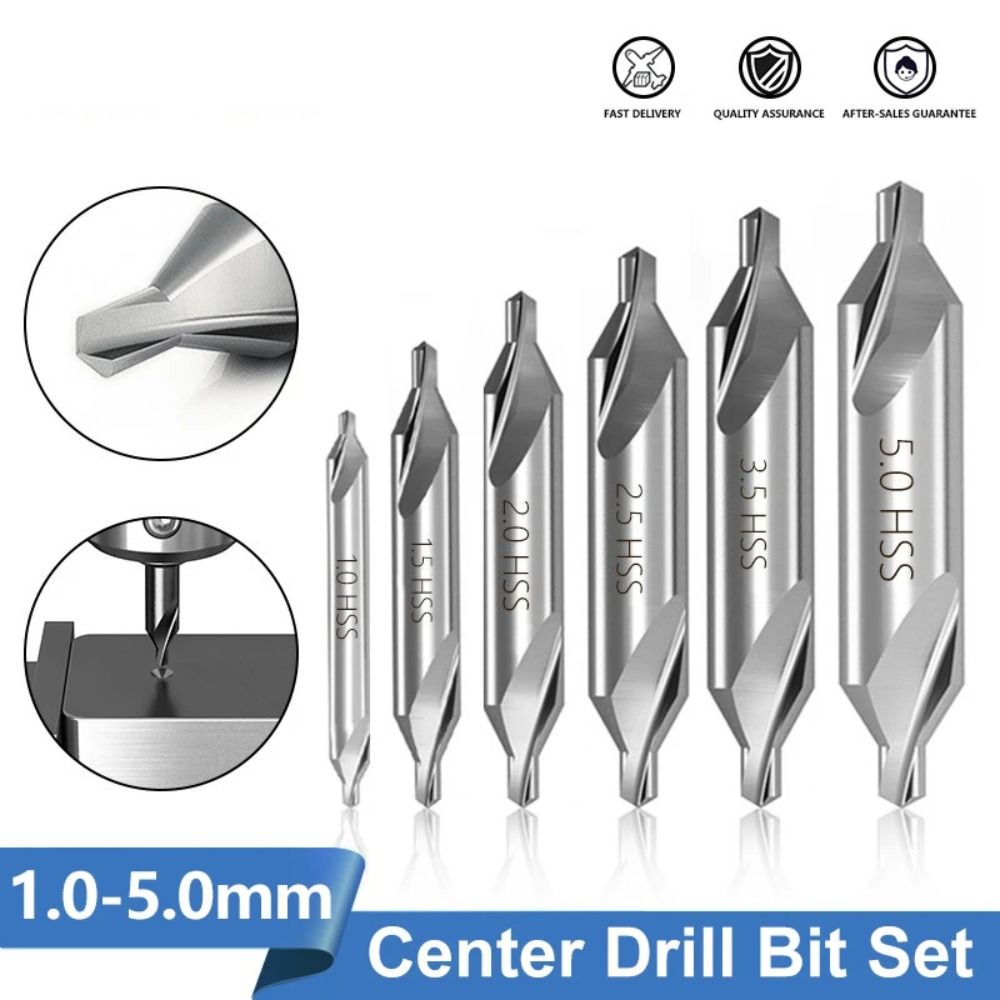 5/6Pcs Multifunctional Metal Center Drill Bits Conical Hole HSS Combined Center Drills /.5/2/2.5/3/4/5mm Metric Countersink Drill Lathe Metalworking