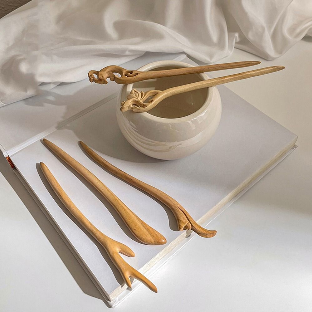 Vintage Elegant Retro Butterfly Flower Cloud Wave Shape Hair Sticks Bird Women Hanfu Hairpins Hair Clip Wooden Hair Sticks Chinese Hair Fork