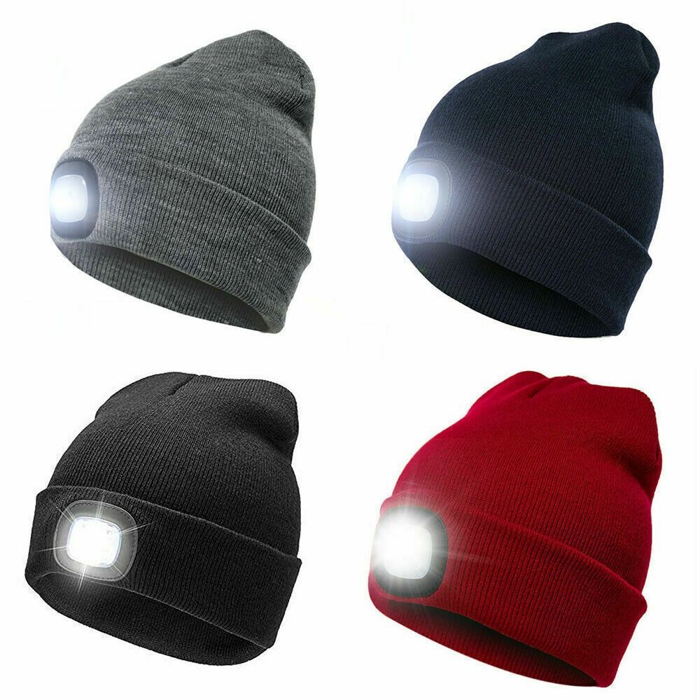 New Unisex LED Beanie Hat With USB Rechargeable LED Luminous Cap Head Lamp Light High Powered Knitted Caps Lighting