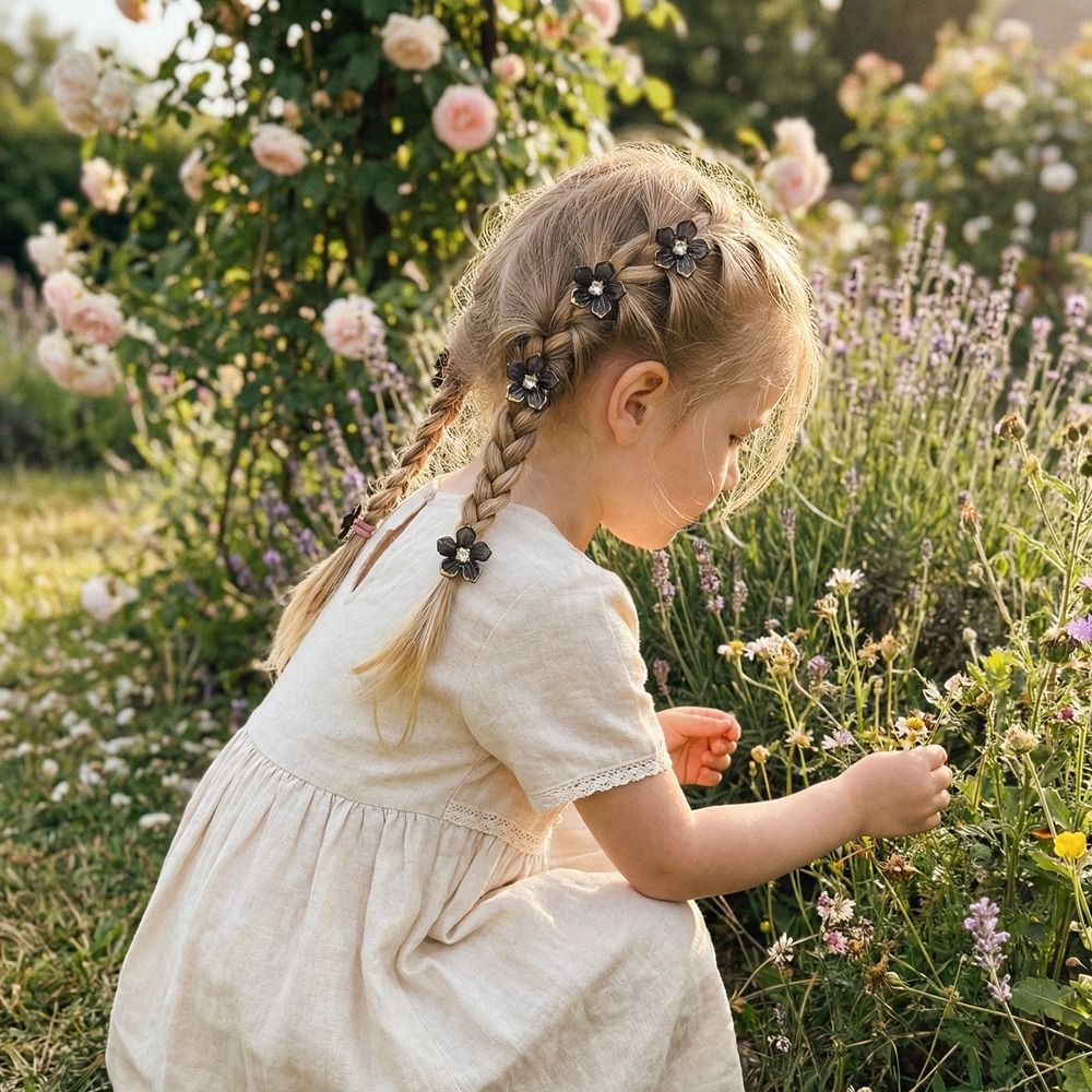 10pcs Sweet High Elasticity Flower Girls Hair Ties Non-Slip Durable Floral Elastic Hair Ropes Plastic Cute Braiding Elastic Rubber Bands Girls