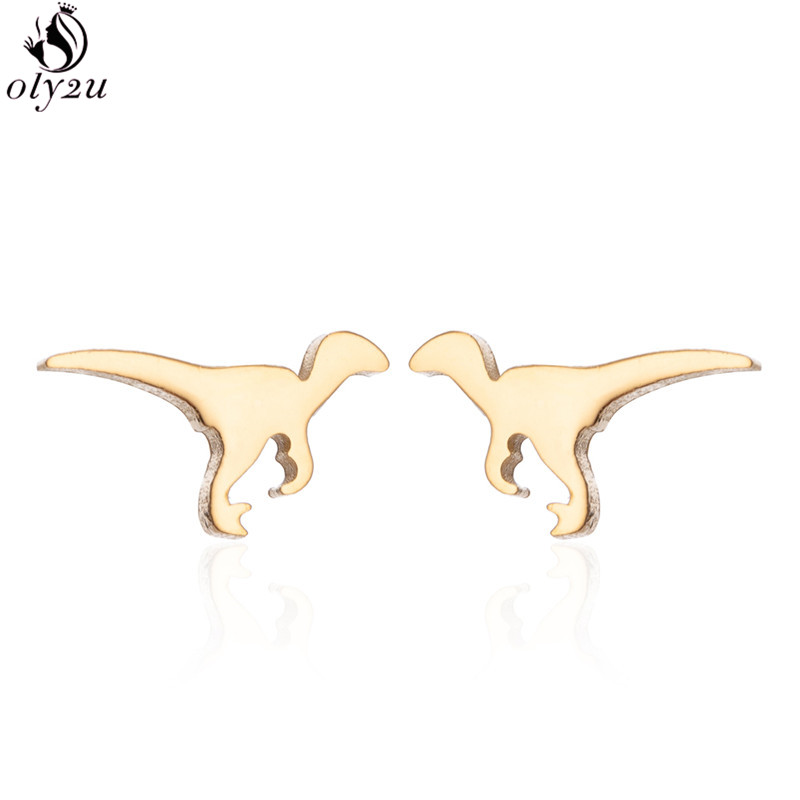 【Hongtai Store】Oly2u Ancient Wild Cute Stud Earrings Small Animal Earing for Wo Kids Stainless Steel Jewelry Wholesale Bijoux
