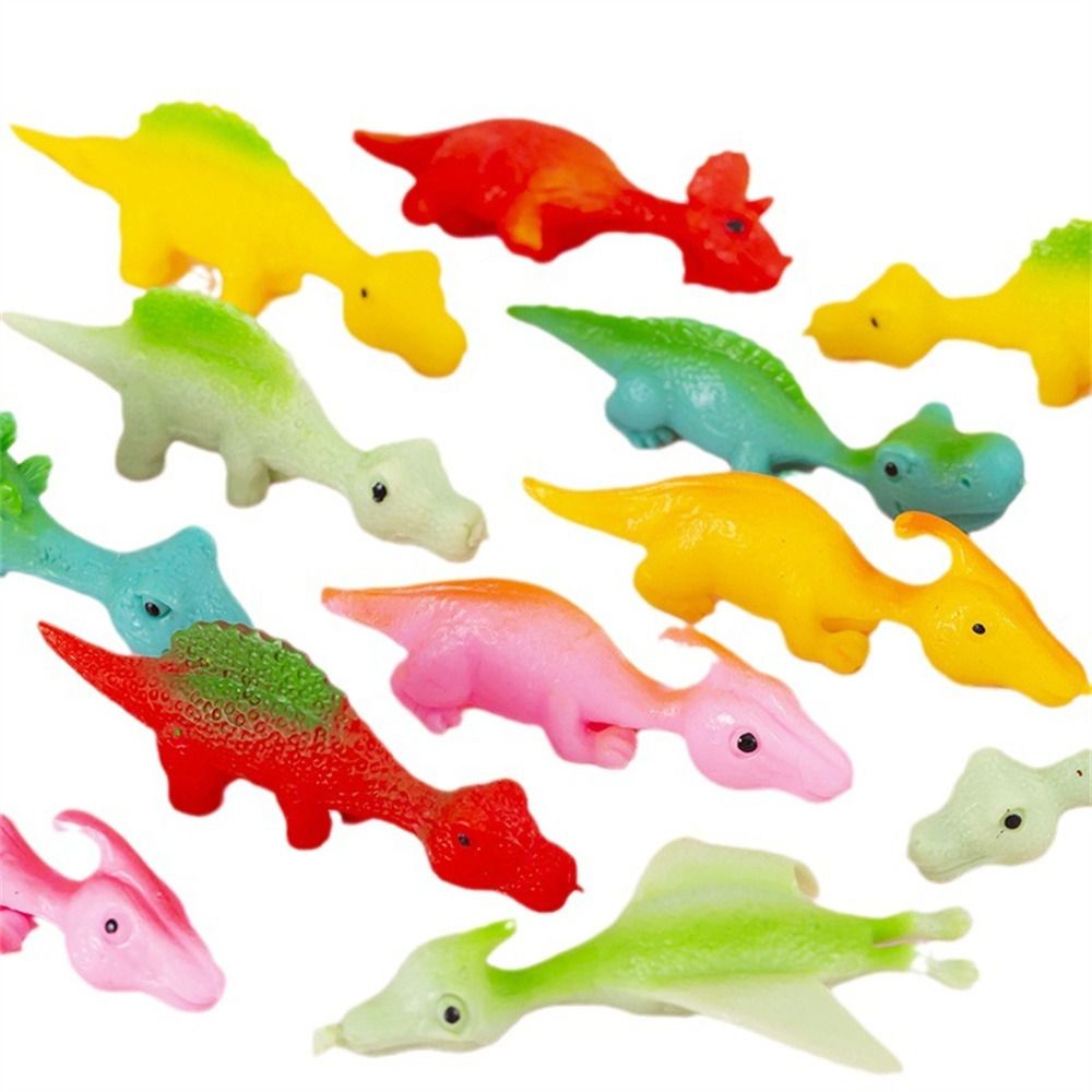 Party Decoration Fun Tricky Launch Dinosaur TPR Toy Stretchy Toy Finger Ejection Dinosaur Elastic Funny Flying Finger Birds Children Gift