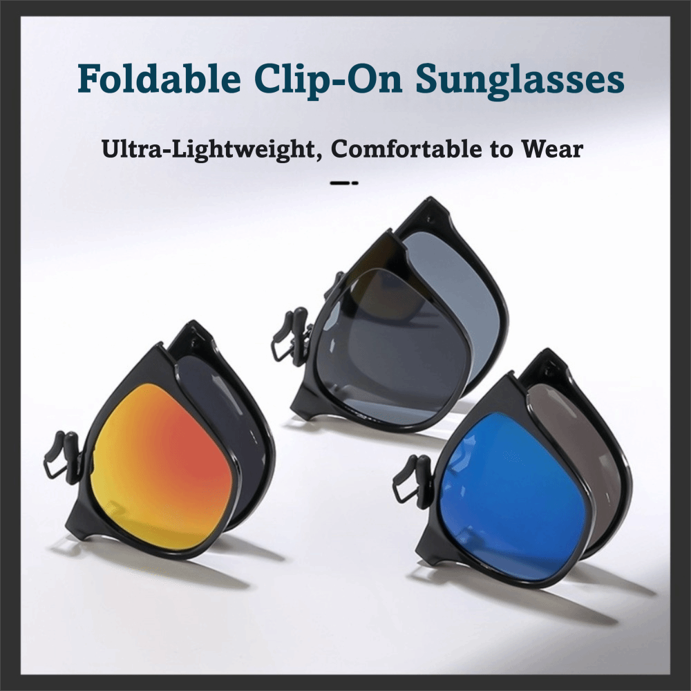 Portable Vintage Square Clip On Sunglasses Ultra Light Flip Up Anti Blue Light Glasses Polarized foldable Competitive Games Goggles for Night Driving Gaming