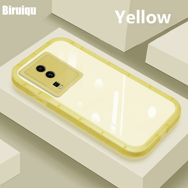 Biruiqu For IQOO 15 Transparent Full-Coverage Electroplated Shockproof Soft Silicone Premium Airbag Phone Case