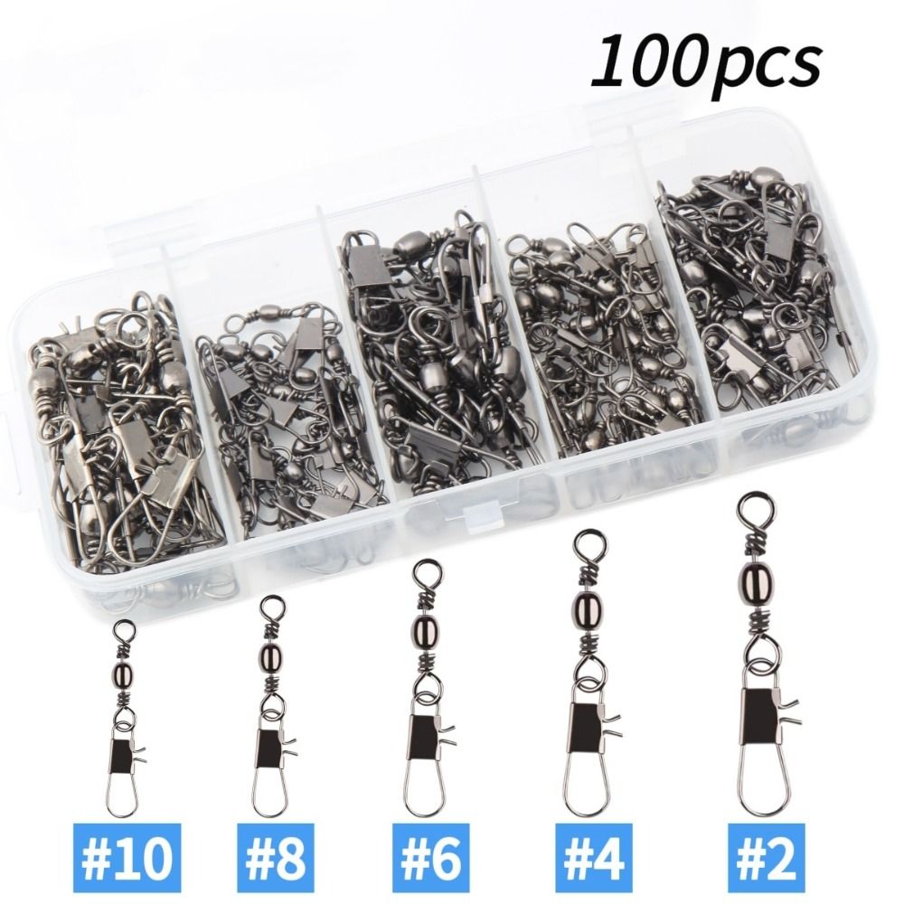 Fishing Accessories Stainless Steel Fishing Connector Pin High Strength Rolling Swivel Fishing Bearing Swivel Interlock Flexible Rotation Snap Swivel Fishing Fishhook Line