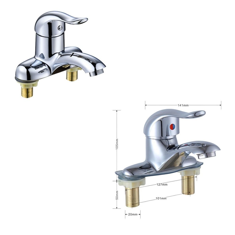 Bathroom Accesories Stainless Steel Bathroom Faucet Double-Hole Zinc Alloy Hot And Cold Water Faucet Multifunctional Durable Sink Mixing Valve Switch Basin