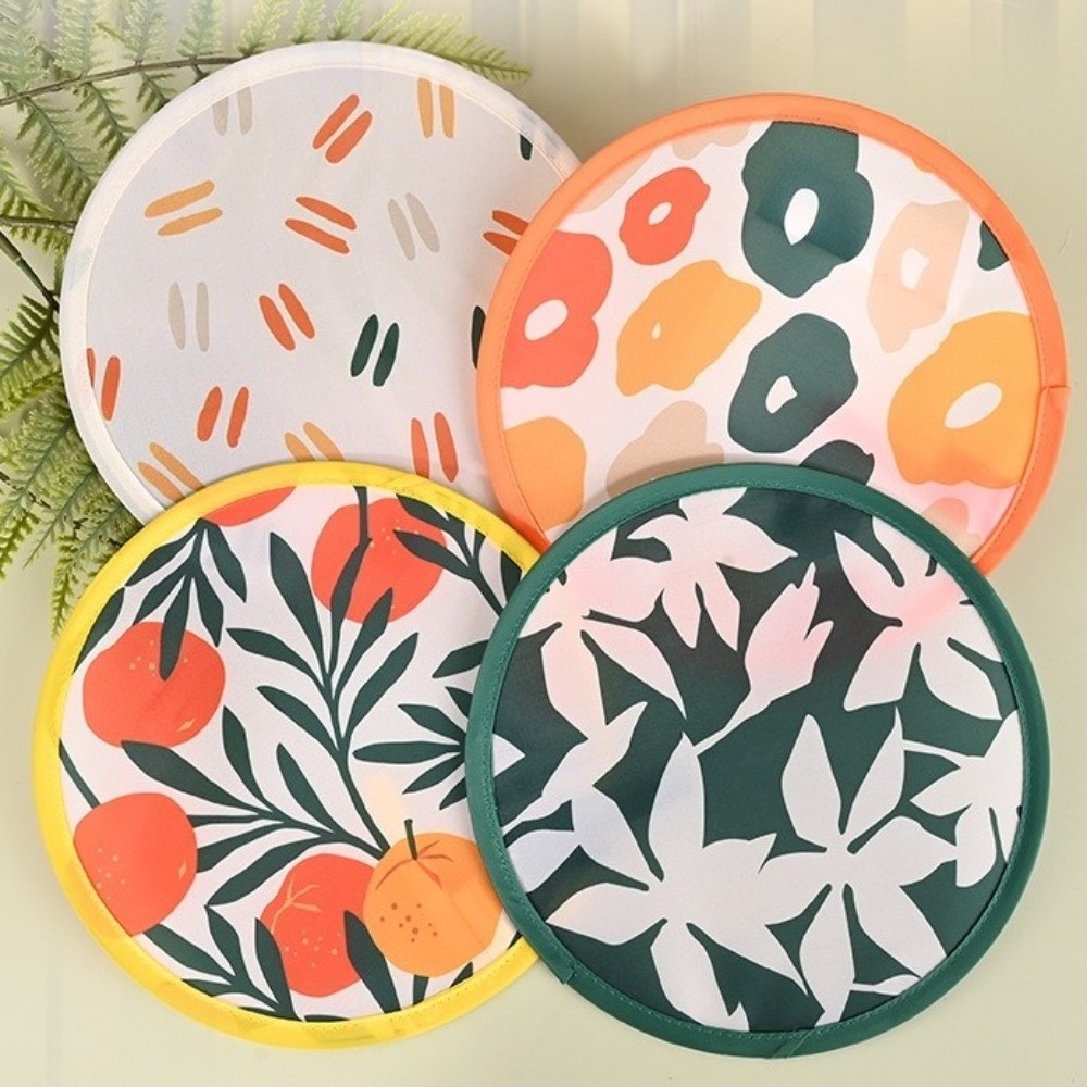 Mini Japanese Style Folding Fan Round Flower Pattern Collapsible Fan With Pocket Portable Fan Photography Prop