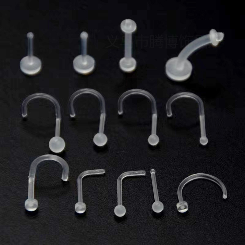 【New arrivals】Acrylic plastic soft earring transparent invisible nose nail eyebrow nail puncture 10/pack