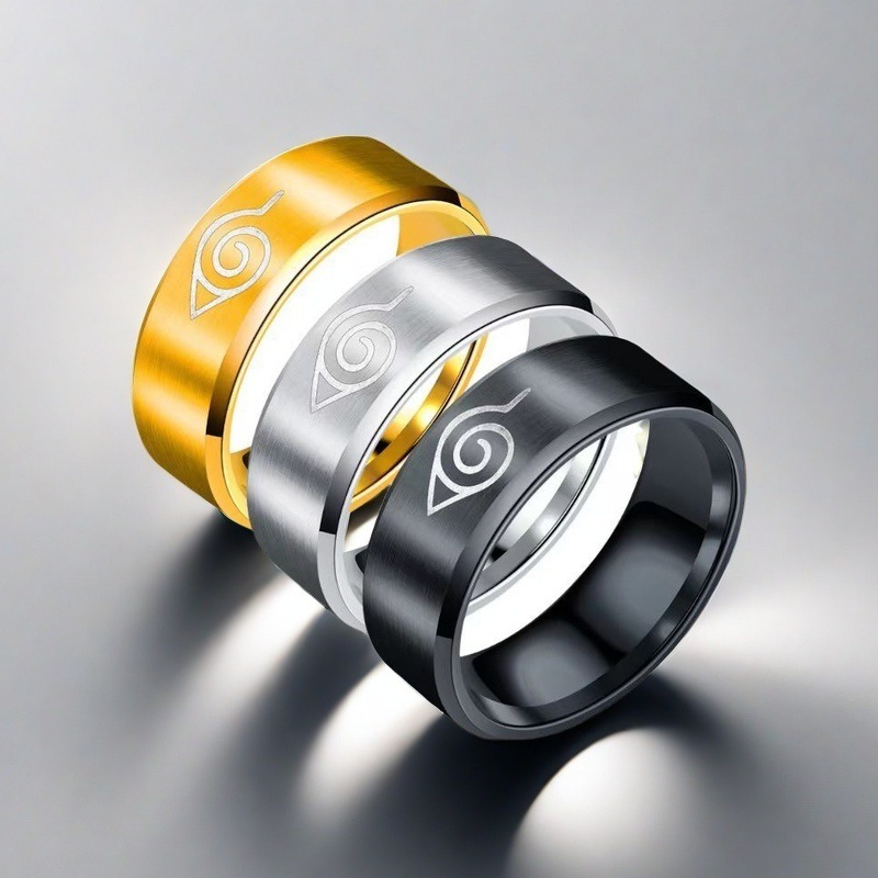 【Top-notch quality】Simple Glow and Cold Titanium Steel Ring Men's Design Sense Huoying Muye Village Ring Niche Handpiece