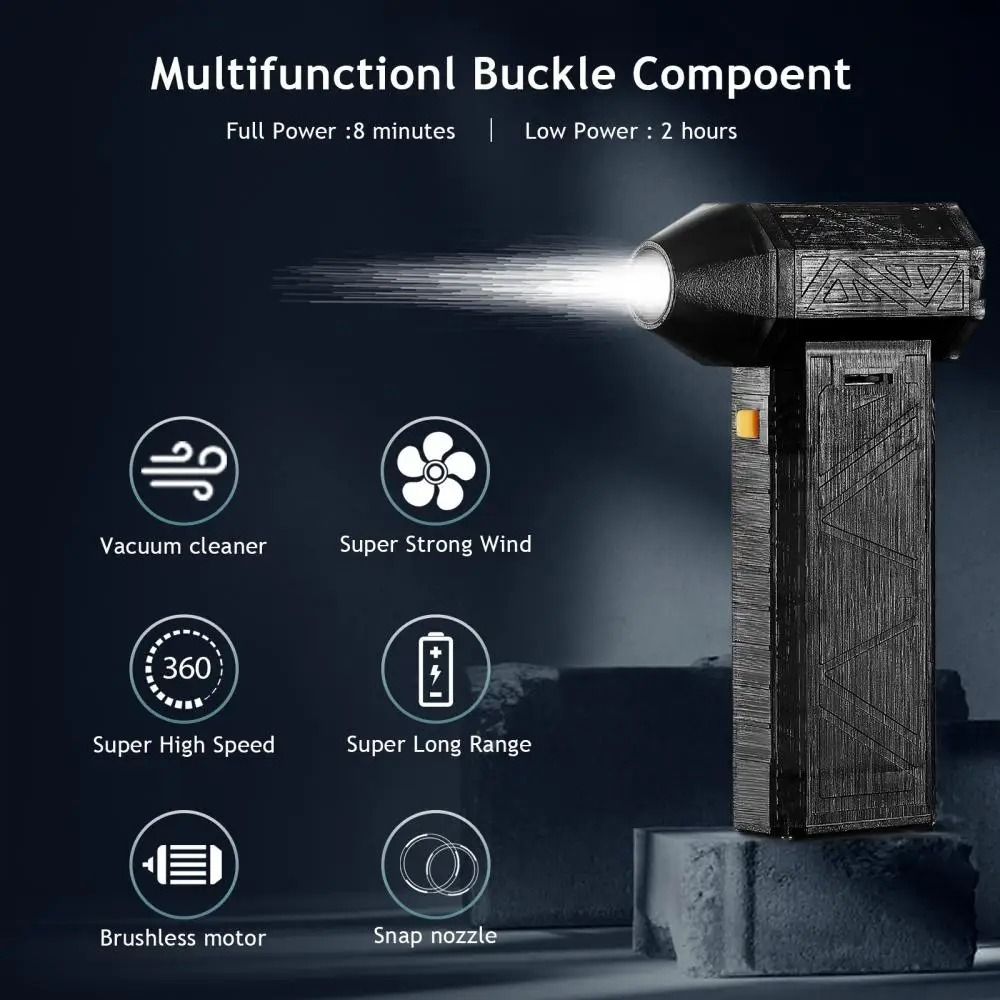 Portable 130000RPM Violent Turbo Jet Fan High Speed Brushless Motor Cordless Handheld Blower Rechargeable Powerful Airflow Electric Dust Blower Car Clean