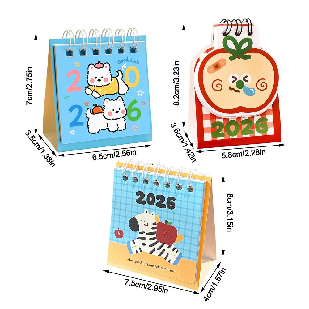 Cute Mini 2026 Desk Calendar Portable Cartoon Office Standing Flip Calendar Calendar Plan Book Office School Supplies