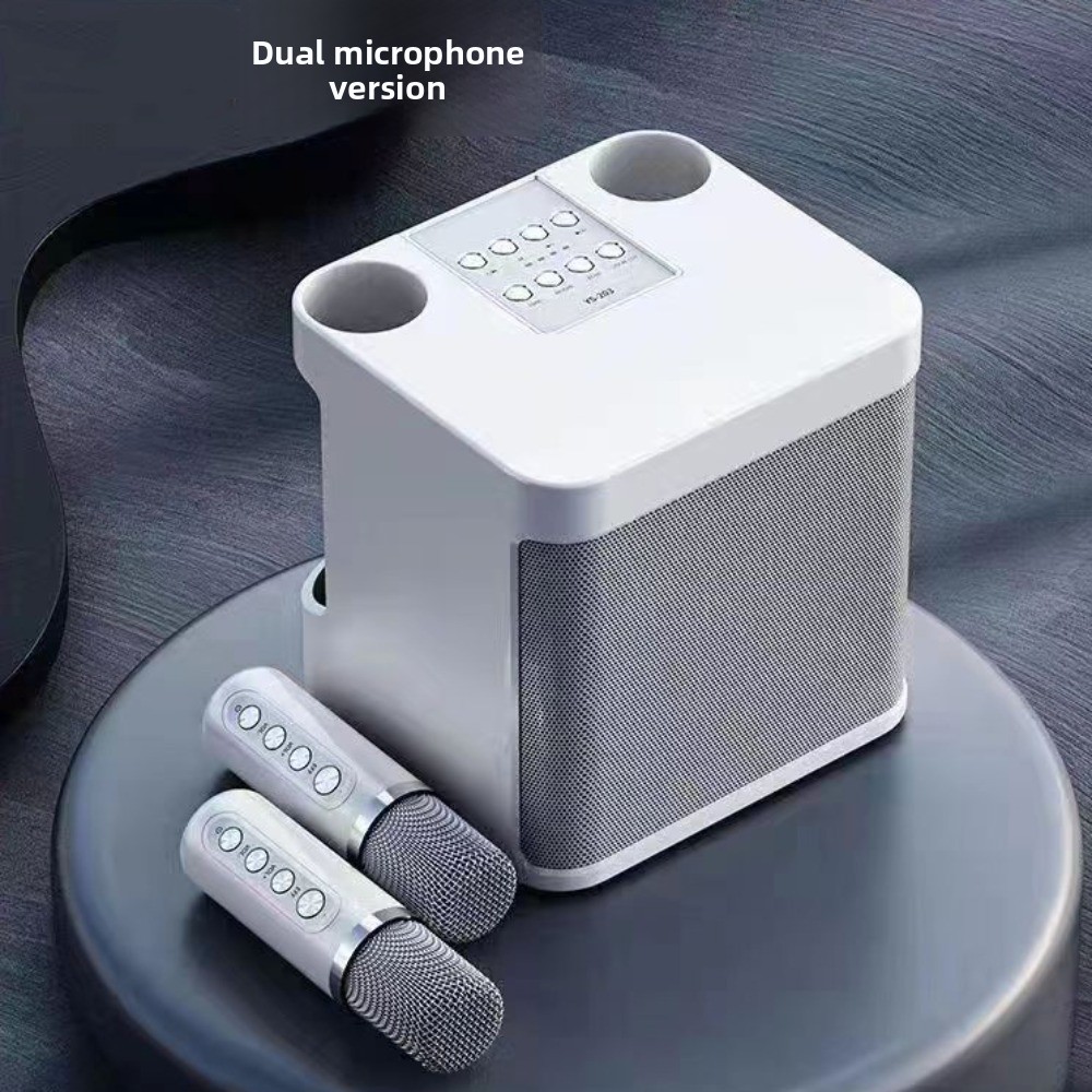 Subwoofer With 2 Microphones Bluetooth Speaker Set Portable Multifunctional Wireless Sound Microphone Set Wireless Colorful Mini Home Karaoke Speaker Home Karaoke