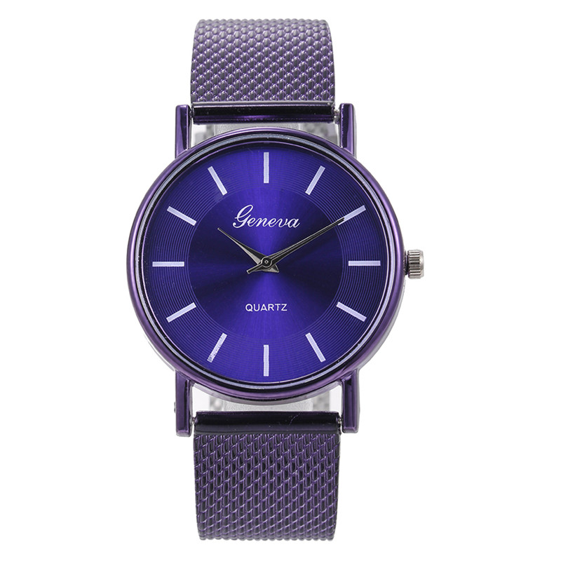 【New arrival】Fashion GENEVA Womens Classic Quartz Stainless Steel Wrist Watch Bracelet Watches Wristwatch Clock Gift Hot Fast Shipping