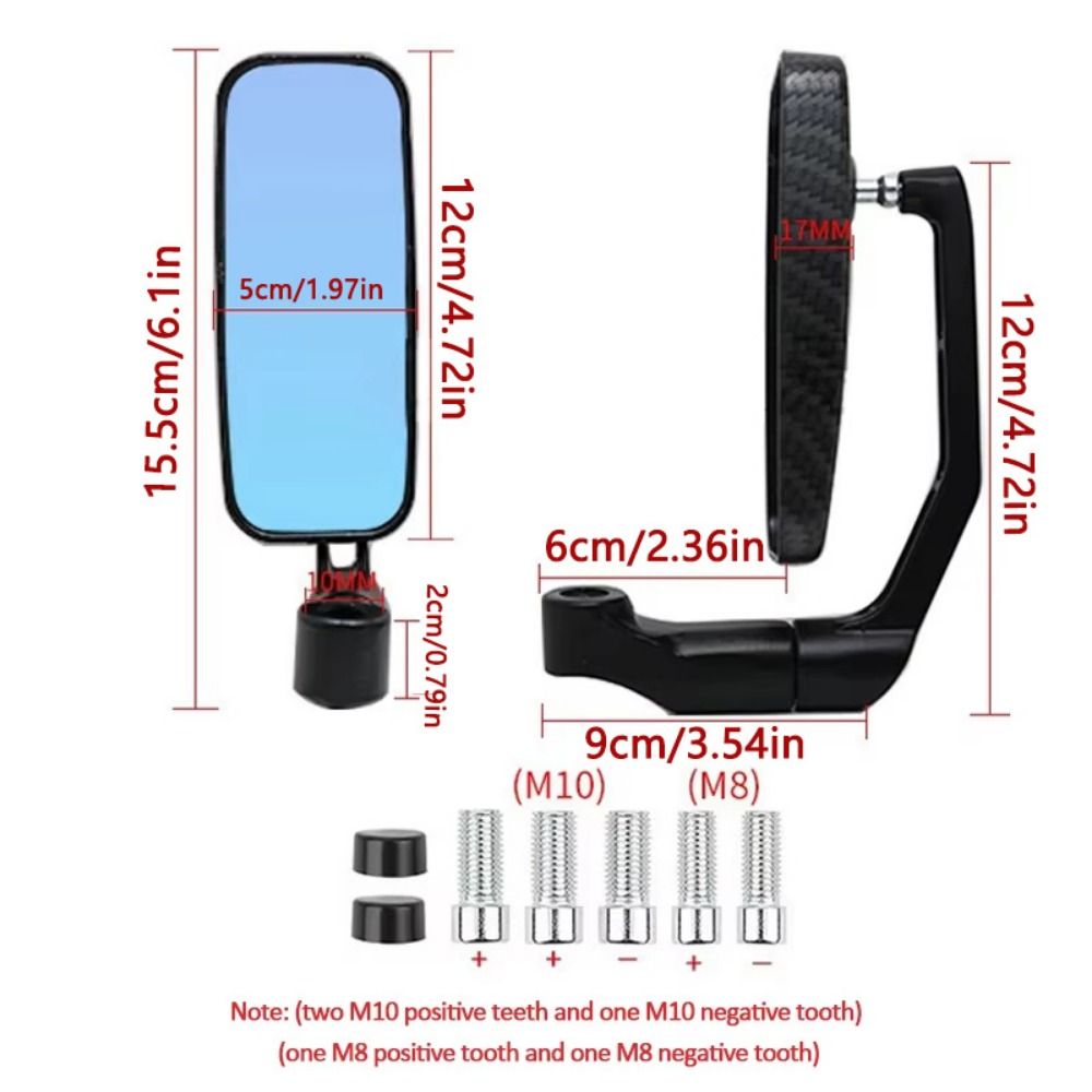 Durable Anti-Glare Motorcycle Side Mirror Blue Glass Adjustable Rear View Mirror For Scooter Easy To Install Aluminium Alloy Motorcycle Handlebar Rearview Mirrors ATV
