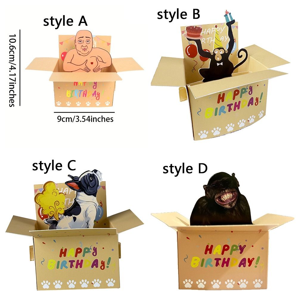 Creative Funny 3D Birthday Greeting Card Humorous Character Novelty Hilarious Pop-Up Card Surprise Paper Happy Birthday Card Wedding Decor