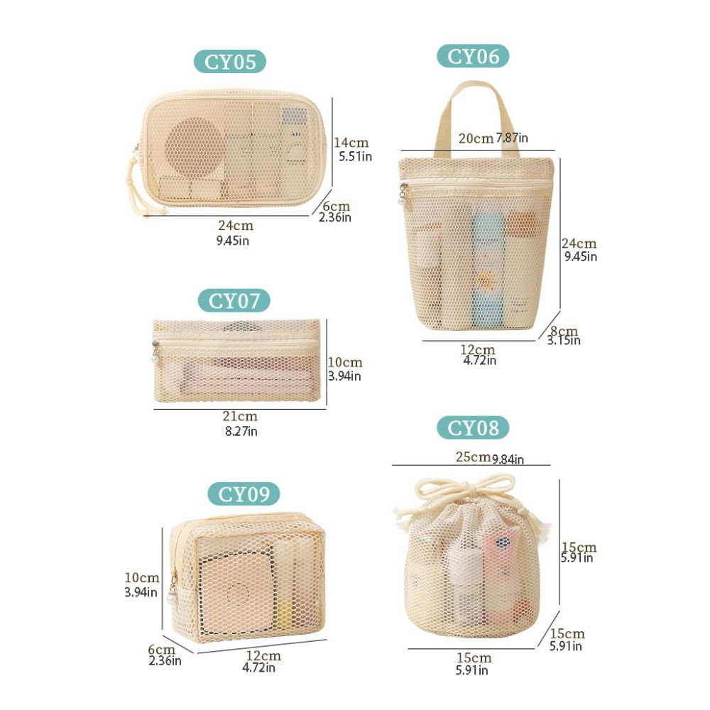 Simple Drawstring Mesh Makeup Bag Gauze Portable Nylon Cosmetic Bag Multifunctional Multi-Purpose Toiletry Bag Business