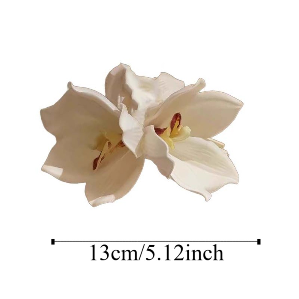 White Elegant Magnolia Shark Clip Sweet Acrylic Yulan Flower Hair Claw Fabric Side Clip Women Hair Accessories Spring