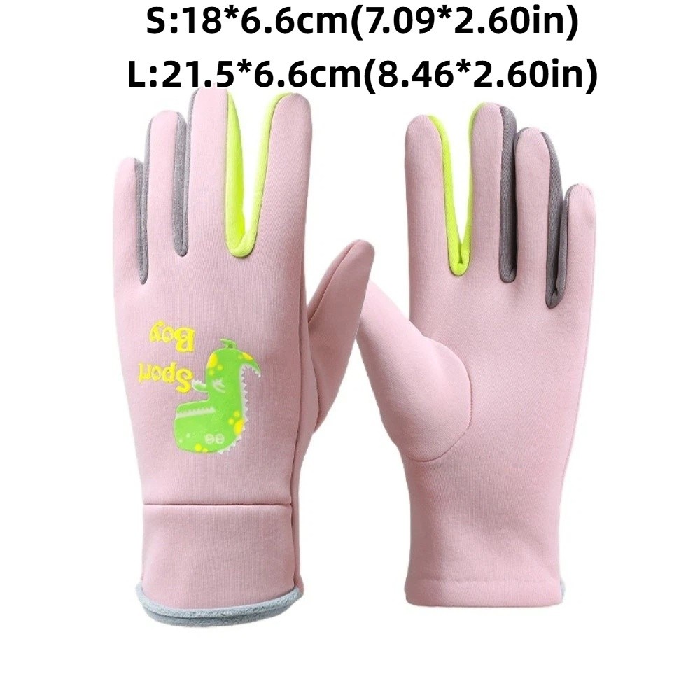 Durable Cartoon Dinosaur Kids Warm Gloves Windproof Waterproof Kids Winter Cycling Gloves Cold Proof Warm Children's Outdoor Gloves Snowy Day