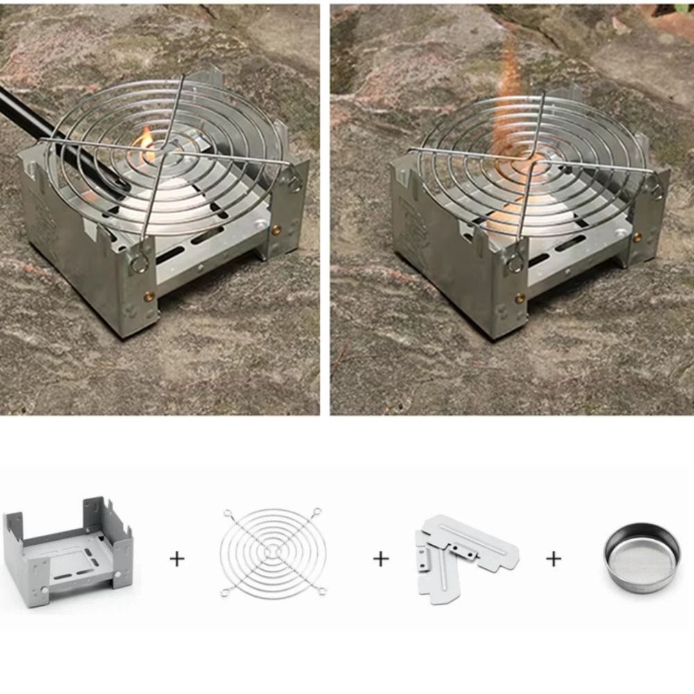 Folding Burner Foldable Solid Fuel Set Ultralight Mesh Plate Outdoor Tablet Pocket Compact Portable Wax Stand Burner Backpacking