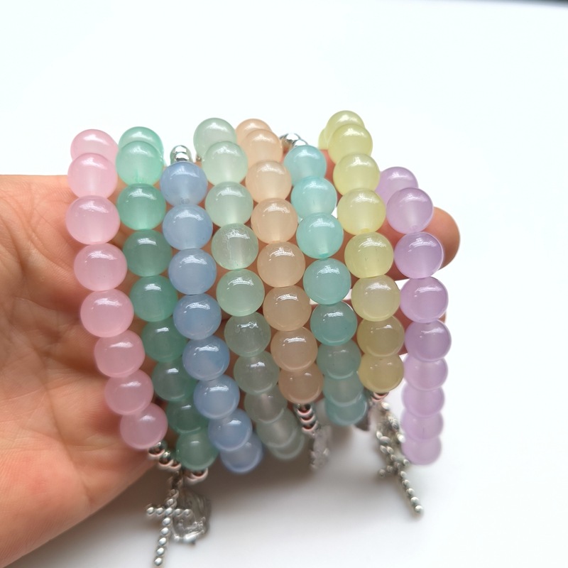 【Top-notch quality】Multicolor Glass Bracelet Bead String Bracelet All-match Modern Simple for Men and