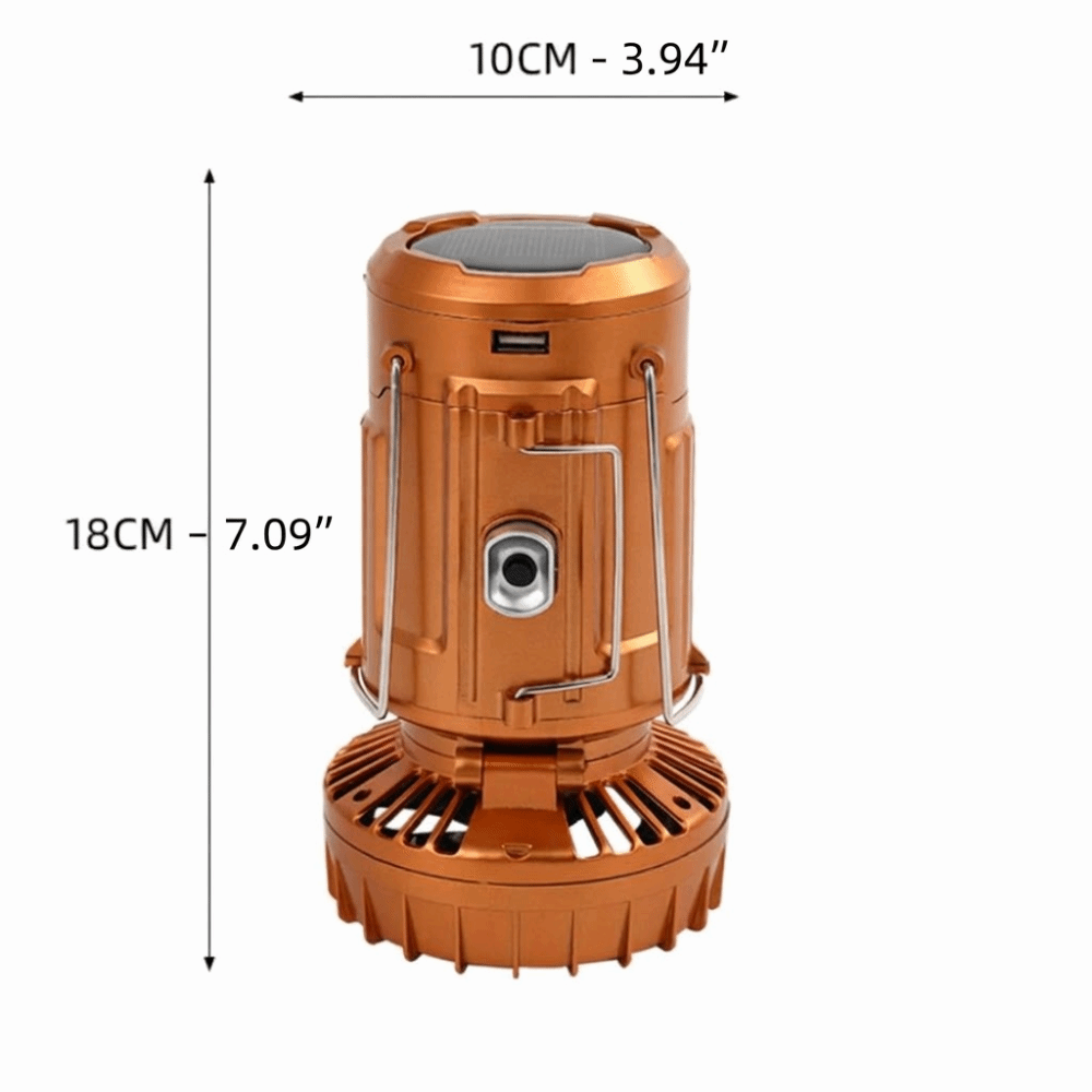 Easy To Carry Built-in Rechargeable Battery Solar Camping Lantern Solar Charging Design Soft Bright Lighting Rechargeable Tent Lamp Stretch Control Switch Gentle Wind Fan Handheld Stretch Light Power Outage Emergency