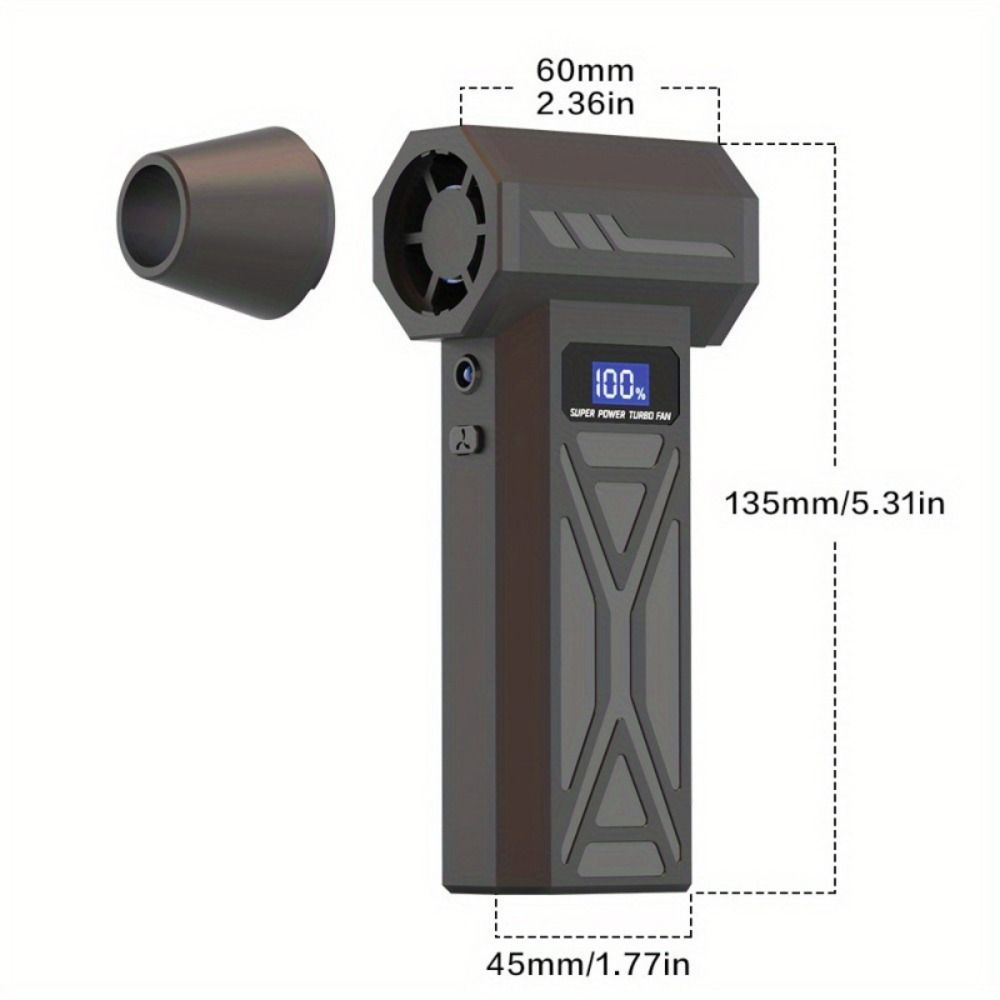 Portable LED Light Brushless Air Blower Adjustable Speed Digital Display Turbo Air Blower Rechargeable Jet Fan Outdoor BBQ