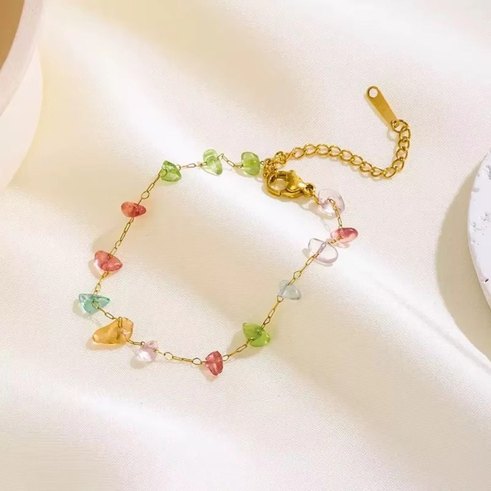 New Colorful Stone Stone Necklace Beads Design Irregular Shapes Beaded Necklace Stainless Steel Necklace Bracelet Beaded Bracelet Women Girls