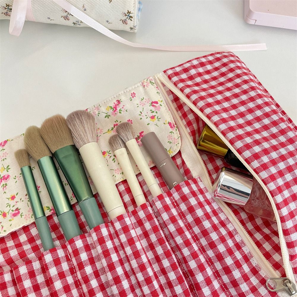 New Trendy Convenient Makeup Brush Bag Large Capacity Floral Pattern Cosmetic Storage Bag Eyebrow Pencil Box Beauty Tool Makeup Brush Organizer Household