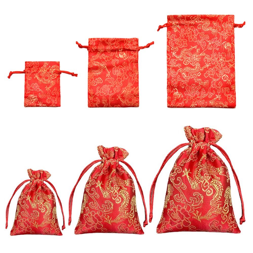 Portable Floral Embroidery Flower Drawstring Bag Coin Purse Chinese Style Jewelry Packing Bag Bucket Bag Candy Bag Festive Sugar Bag Outdoor
