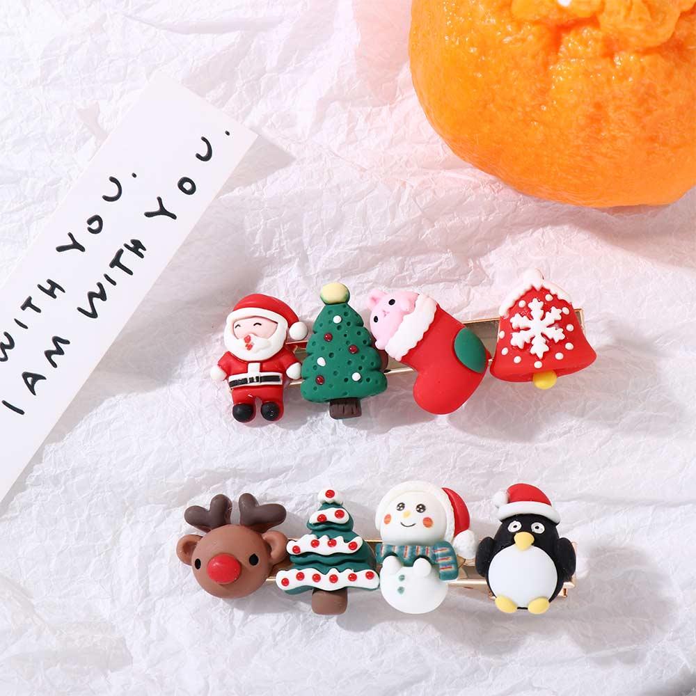 Kawaii Colorful Snowflake Baby Children Party Supplies Gifts Cute Xmas Ornaments Hair Accessories Santa Claus Hairpin Elk Headwear Christmas Hair Clip