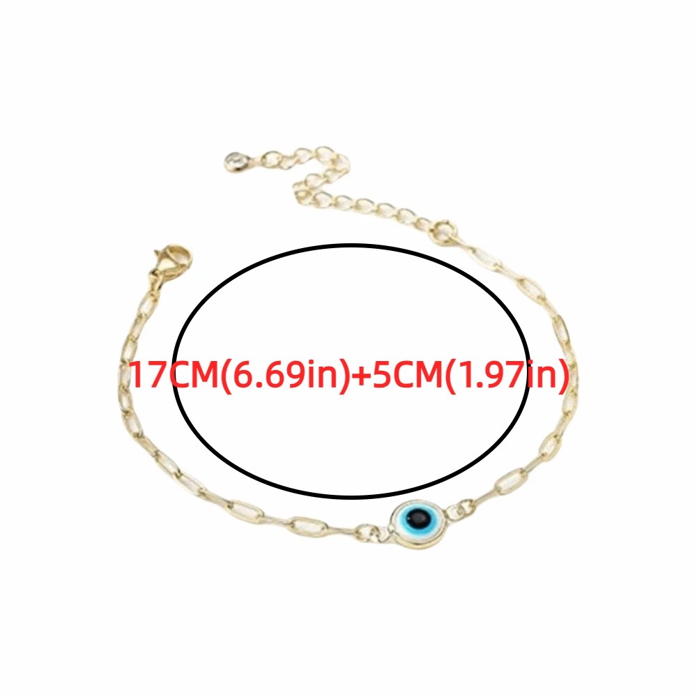 Trendy Elegant Turkish Blue Eye Bracelet Unique Adjustable Stainless Steel Bracelet Demon Eye Link Chain Adjustable Chain Bracelet Travel
