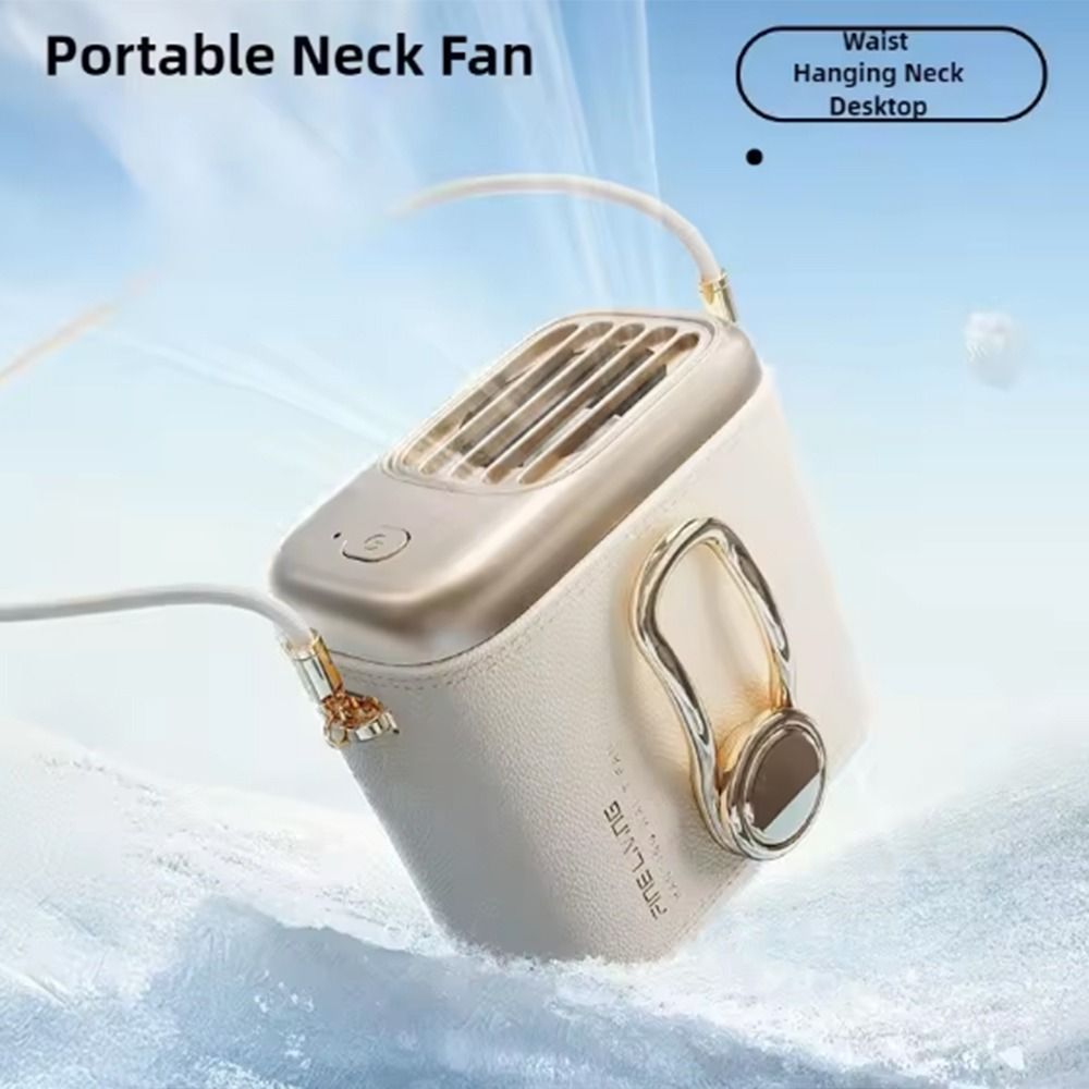Small Cooling Device 3 Speed Adjustable Waist Mounted Cooling Fan Rechargeable Low Noise Hanging Neck Fan High Speed Multifunctional Personal Cooling Fan Working