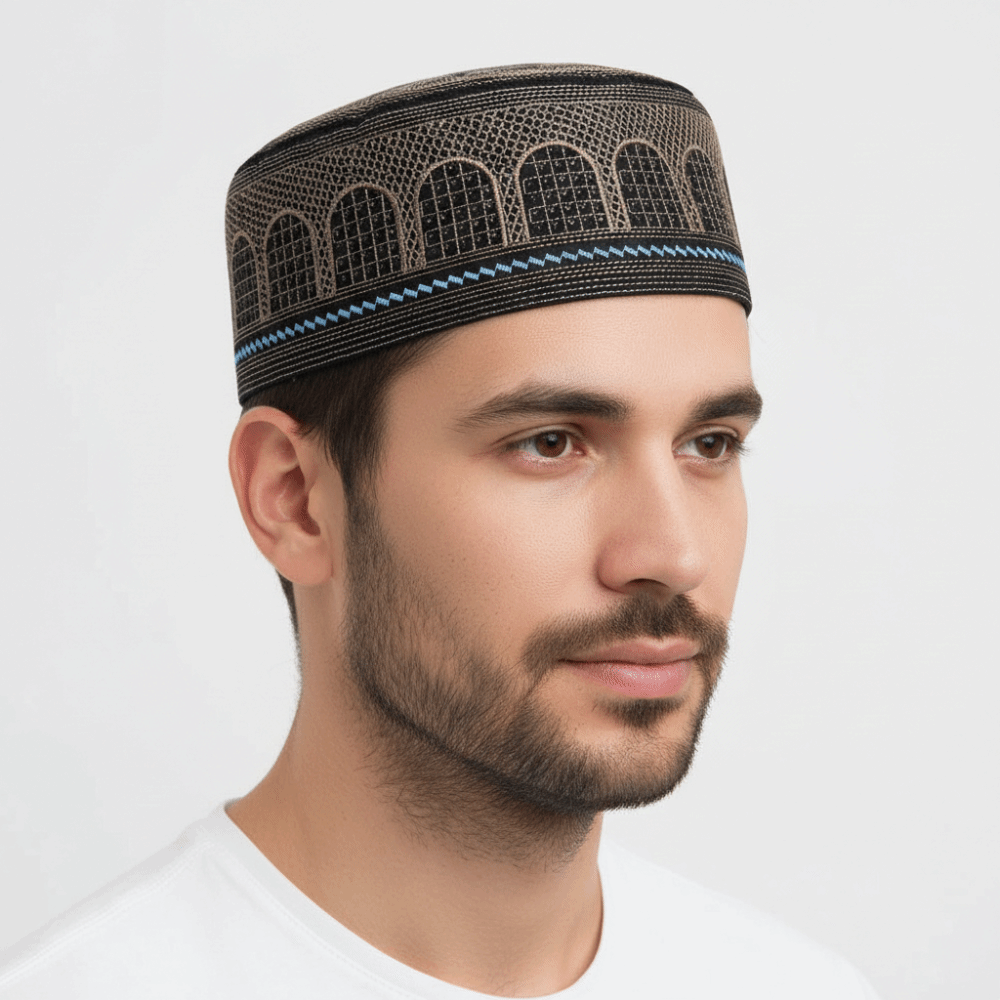 New Traditional Hat Cloth Embroidery Design Prayer Hat Round Shape Saudi Arabian Style Islamic Cap Islamic Events