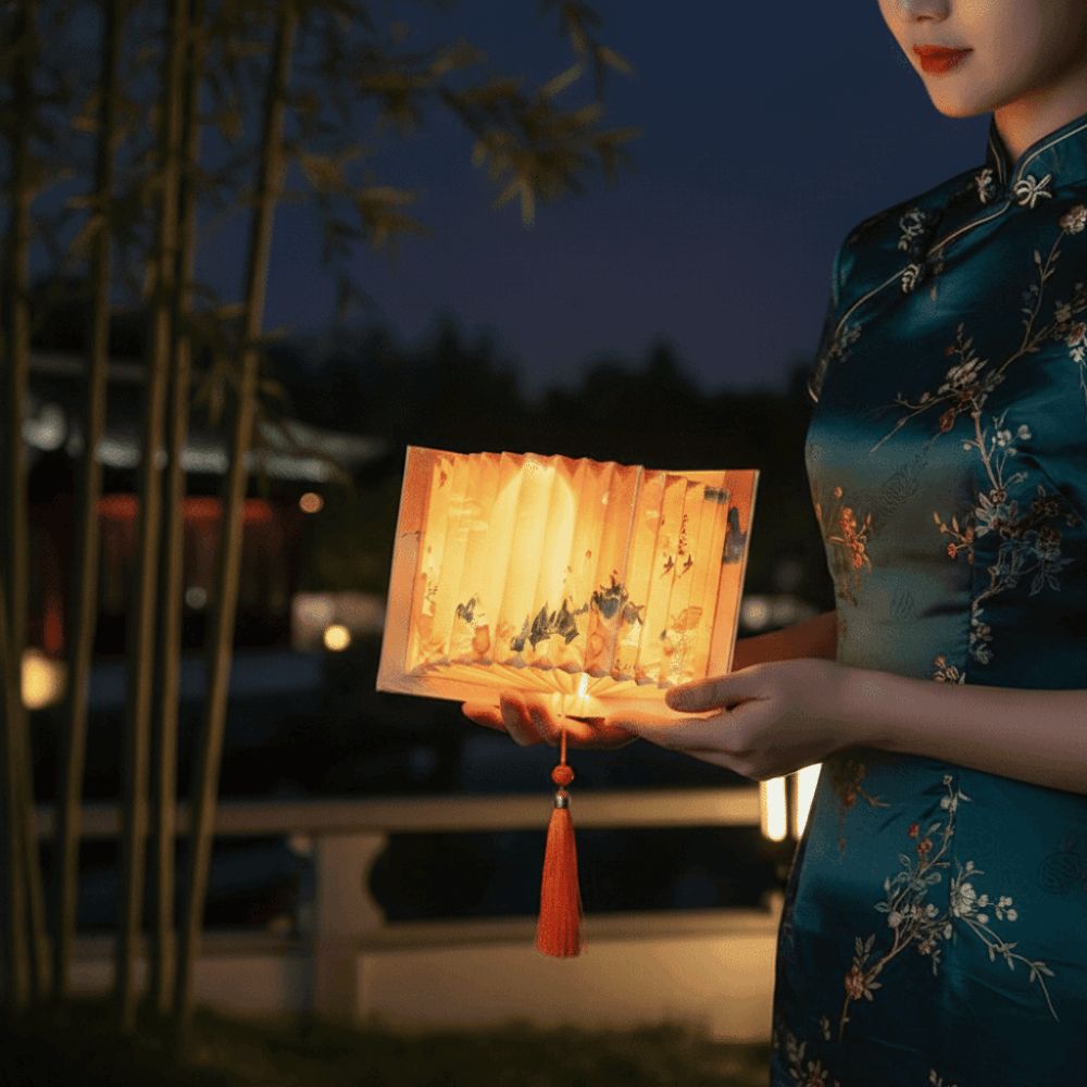 DIY Ornaments LED Warm Glow Book Lanterns Thick Cardboard Shading Paper Paper Craft-lamp Hanging Tassel Compact Design Glowing Book Lamp Bedside Nightlight