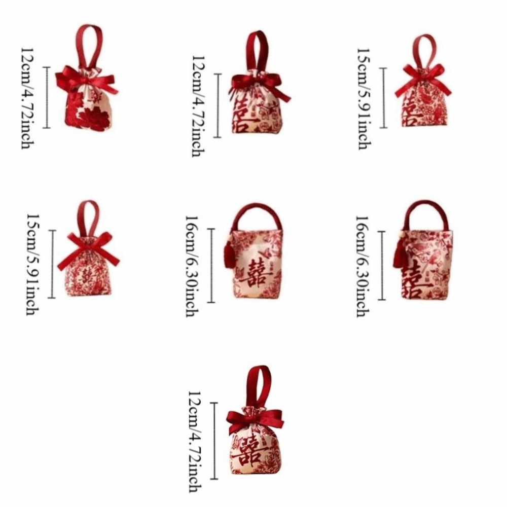 Traditional Cloth Chinese Wedding Candy Bag Blessing Words Drawstring 2026 Money Pocket Spring Festival HongBao Brocade Red Envelope Lady Girls Women