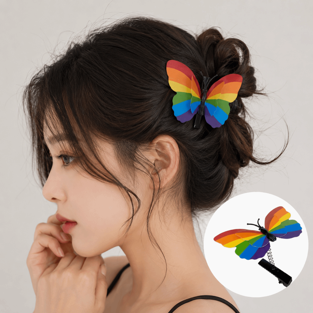 10Pcs/Set Vintage 3D Butterfly Hair Clip Colorful Portable Butterfly Hair Accessory Hairpins Decorative Butterfly Rainbow Hairpin Festival Occasion