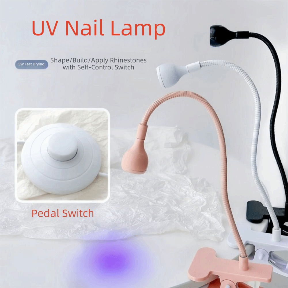 Portable 5W Power UV LED Nail Lamp Clip-On Flexible Desktop Nail Dryer Flash Curing Gooseneck Design Gel Polish Curing Lamp DIY Manicure