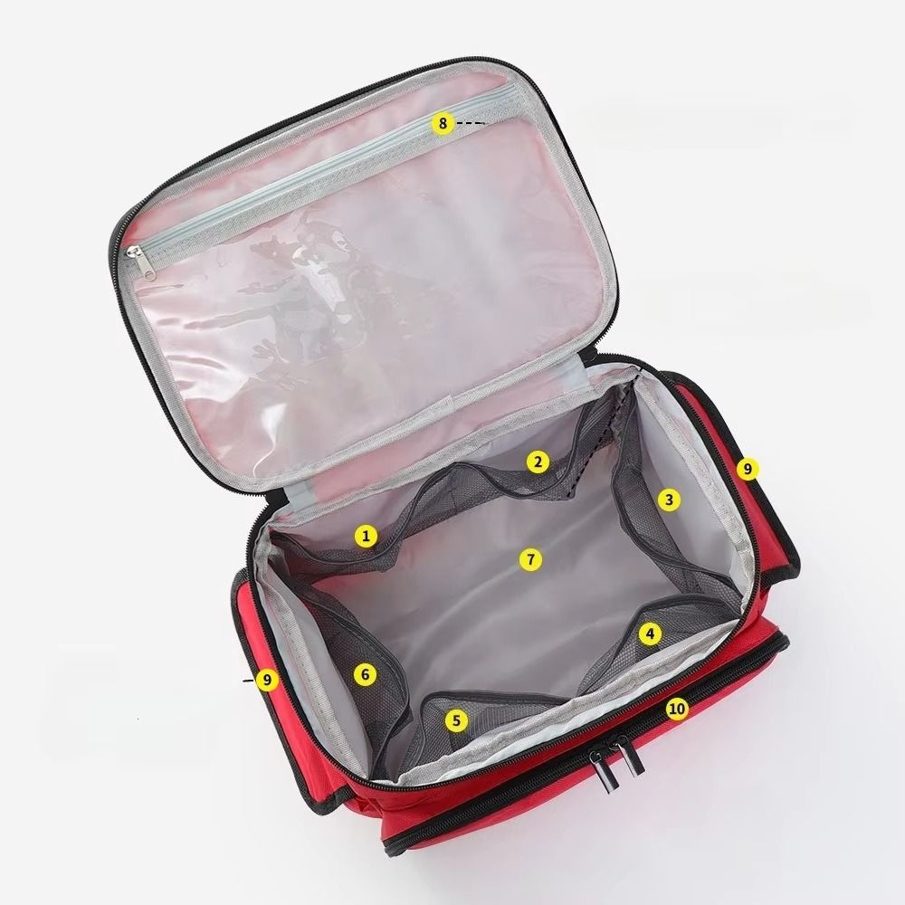Premium Large Capacity Medicine Kit Bag Sorted Storage Portable Layered Medicine Boxes Zippered 6 Mesh Pocket Empty Medicine Kit Camping