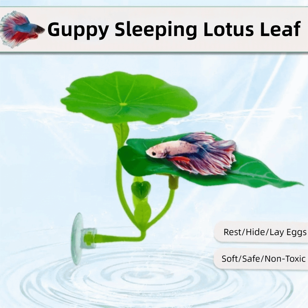 Decorative Simulated Lotus Leaves Fighting Fish Resting Leaves Artificial Plastic Fish Hammock with Suction Cup Fake Betta Fish Floating Bed Small Aquariums