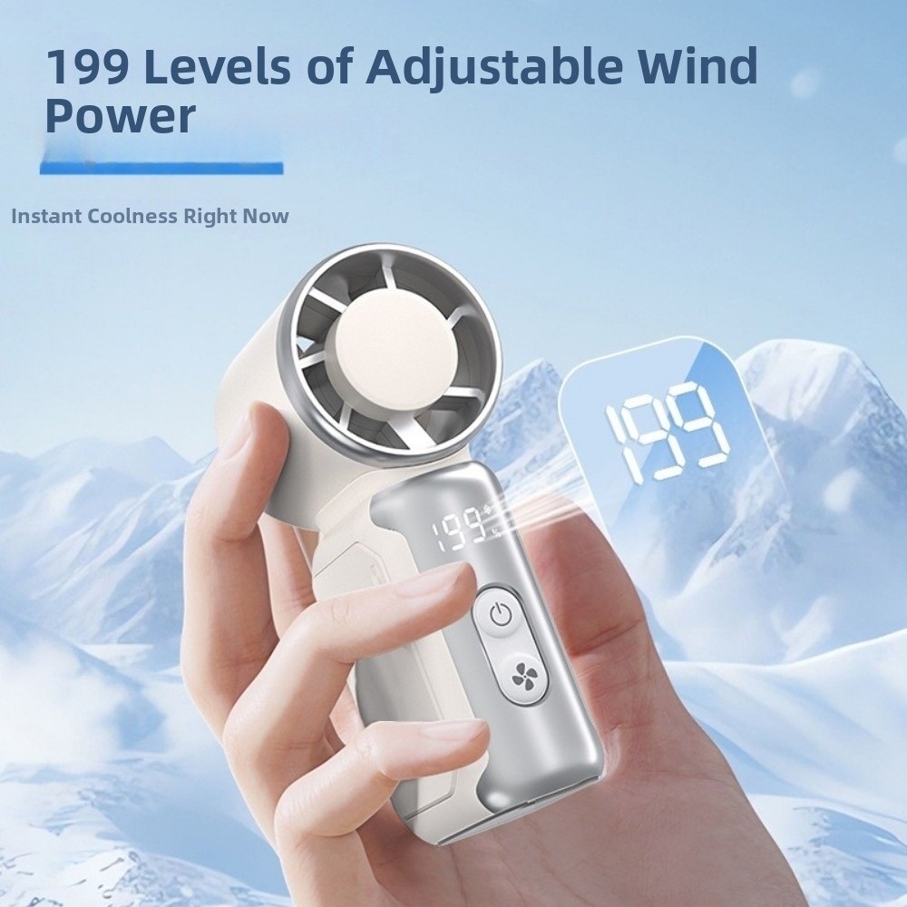 Hand Small 199 Gears Portable Handheld Fan Adjustable Speeds Rechargeable Cooling Fan Ultra Silent Cool Small Electric Fan Summer