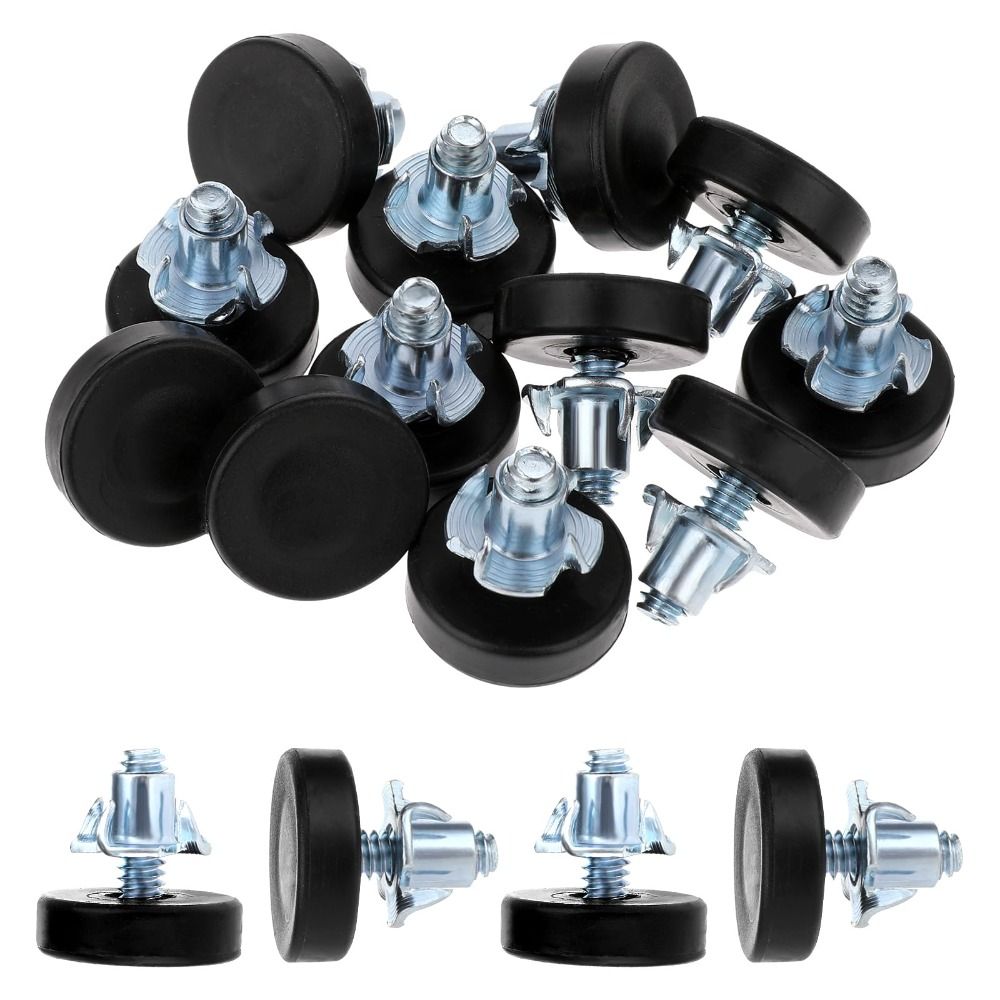 12/24Pcs Height Extender /4" Furniture Leveling Feet Simple Durable Table Chair Leg Levelers Feet Adjustable with T-Nuts Table Feet Screw Couch