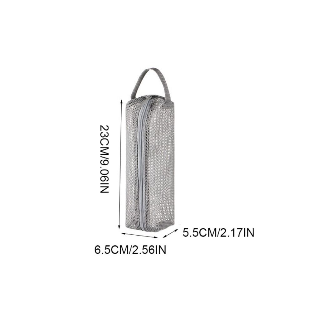 Portable with Handy Handle Mesh Toiletry Bag Breathable Light Weight Toiletry Storage Bag Foldable Cosmetic Brush Bag Washing Handbag Business
