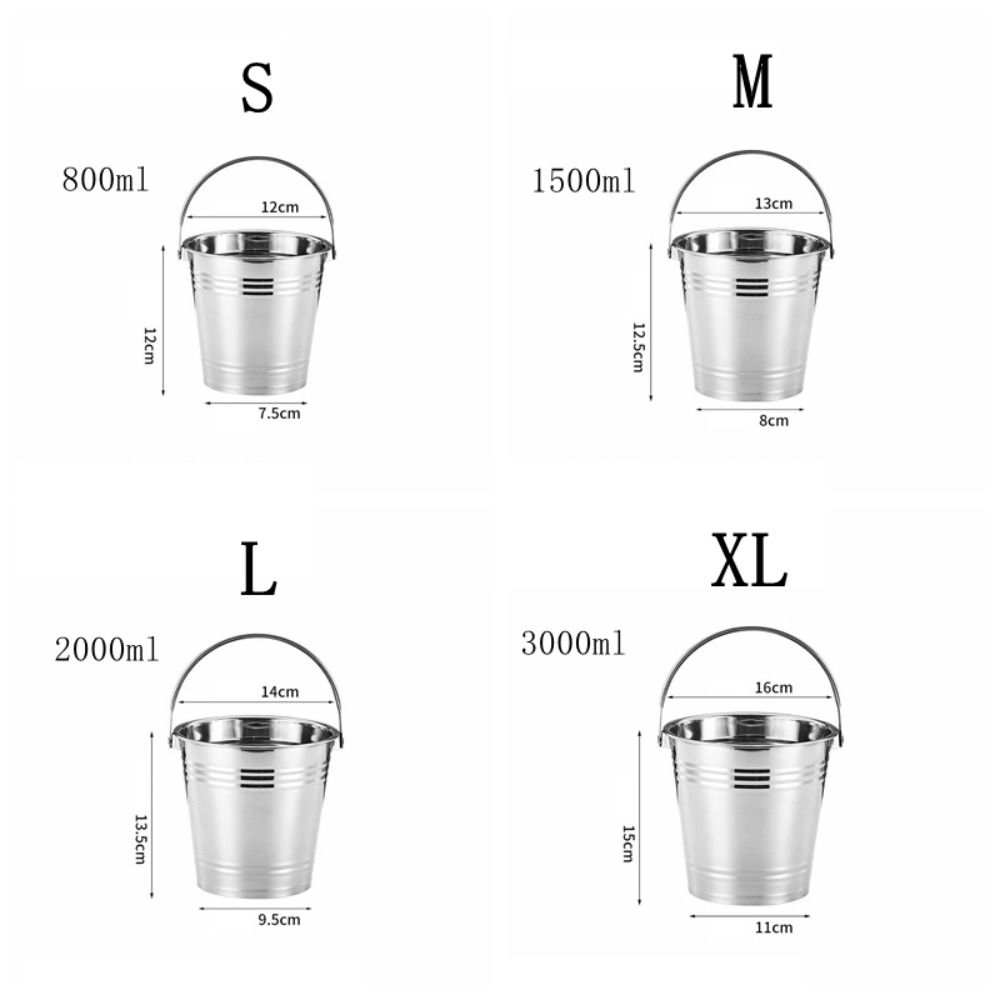 Set Multifunctional Stainless Steel Ice Bucket with Handles Thickened Mini Metal Buckets Portable Round Bucket Bar